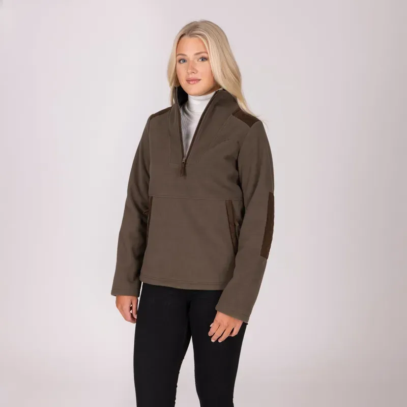 Aubrion Heritage Quarter Zip Fleece in Dark Olive