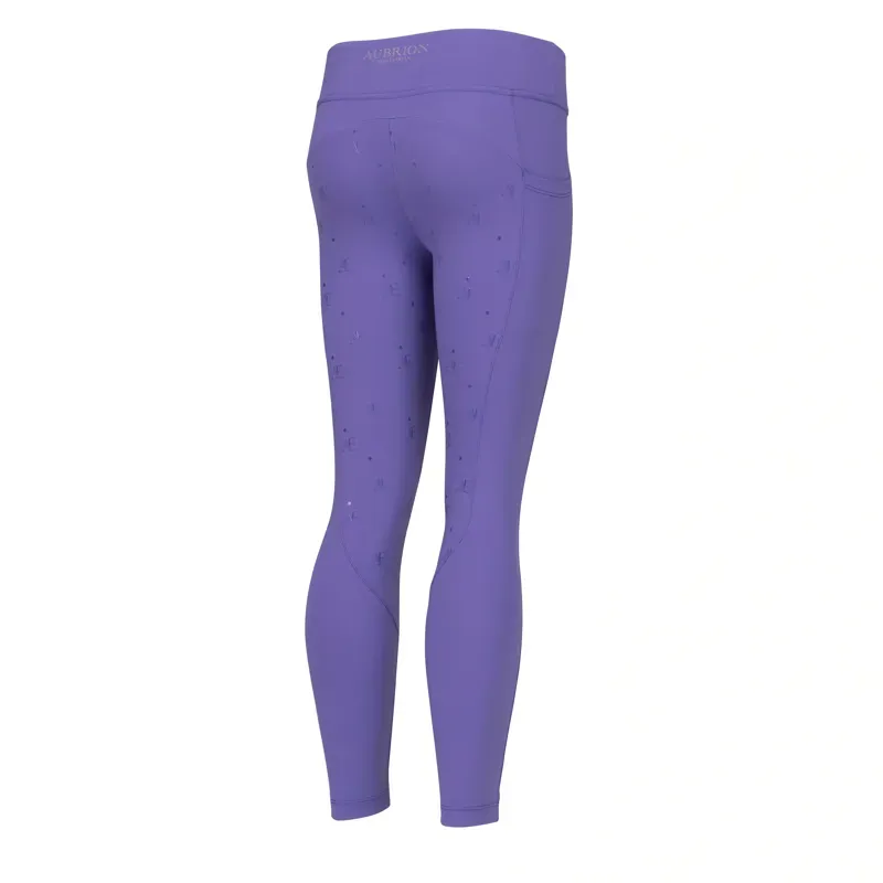 Aubrion Young Rider Equestrian Riding Tights in Heather-3