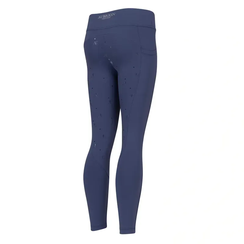 Aubrion Young Rider Equestrian Riding Tights in Midnight-3