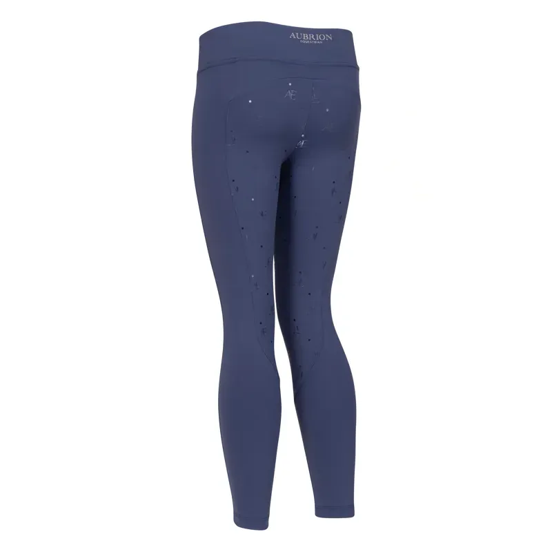 Aubrion Young Rider Equestrian Riding Tights in Midnight-2