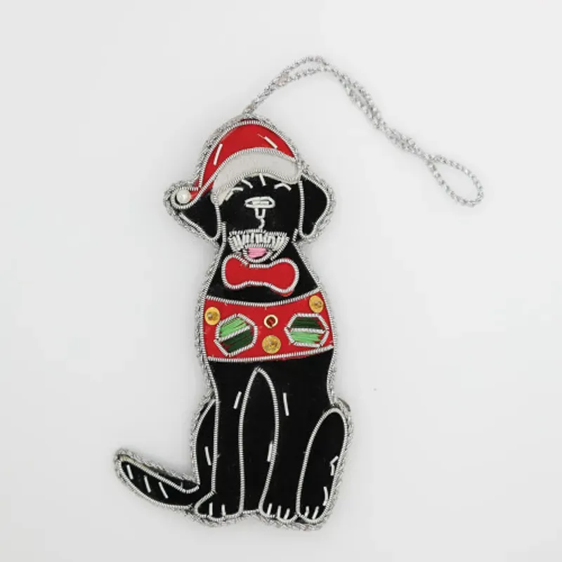 Equetech Labrador Beaded Embroidered Christmas Tree Decoration in Black