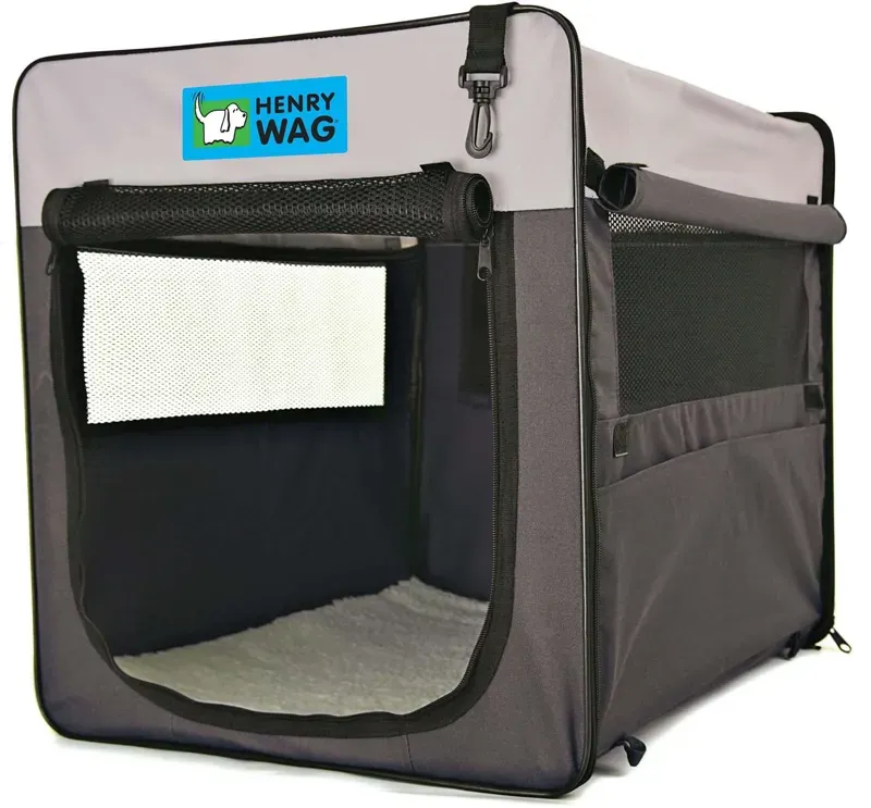 Henry Wag Medium Folding Fabric Crate in Grey