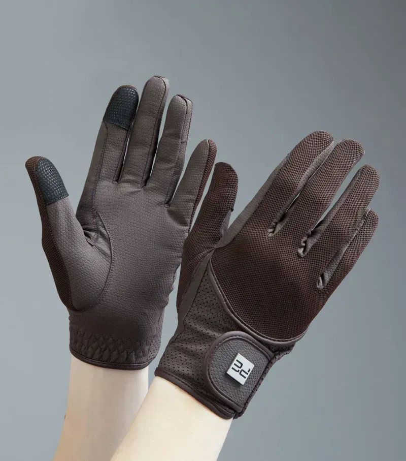 Premier Equine Presa Mesh Riding Gloves in Brown