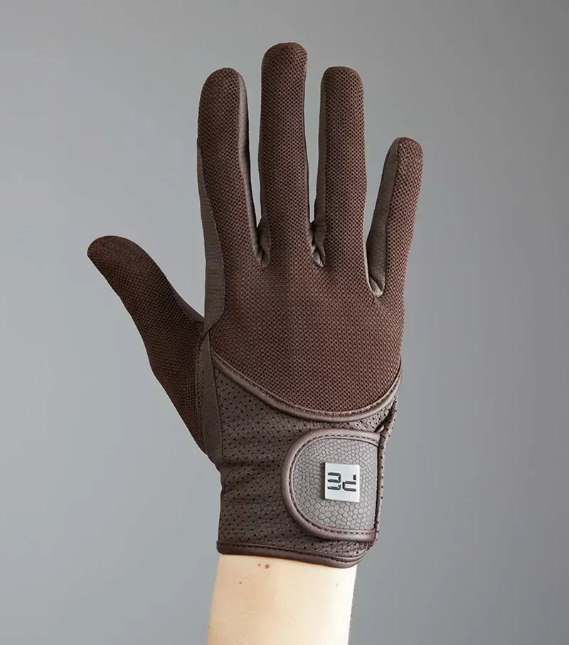 Premier Equine Presa Mesh Riding Gloves in Brown-2