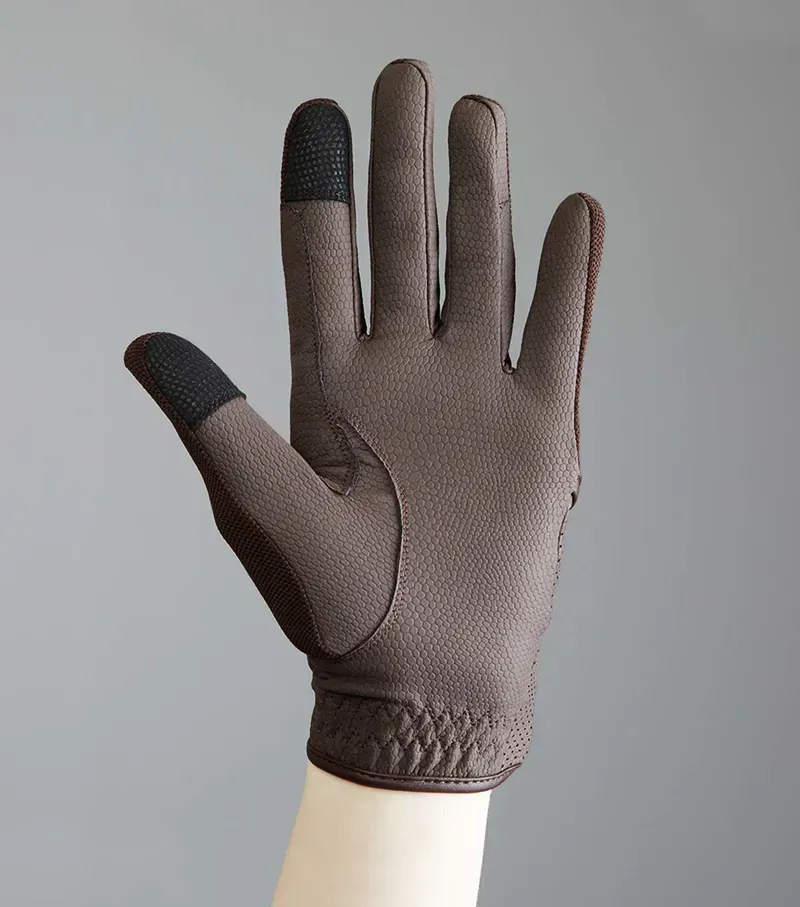 Premier Equine Presa Mesh Riding Gloves in Brown-3